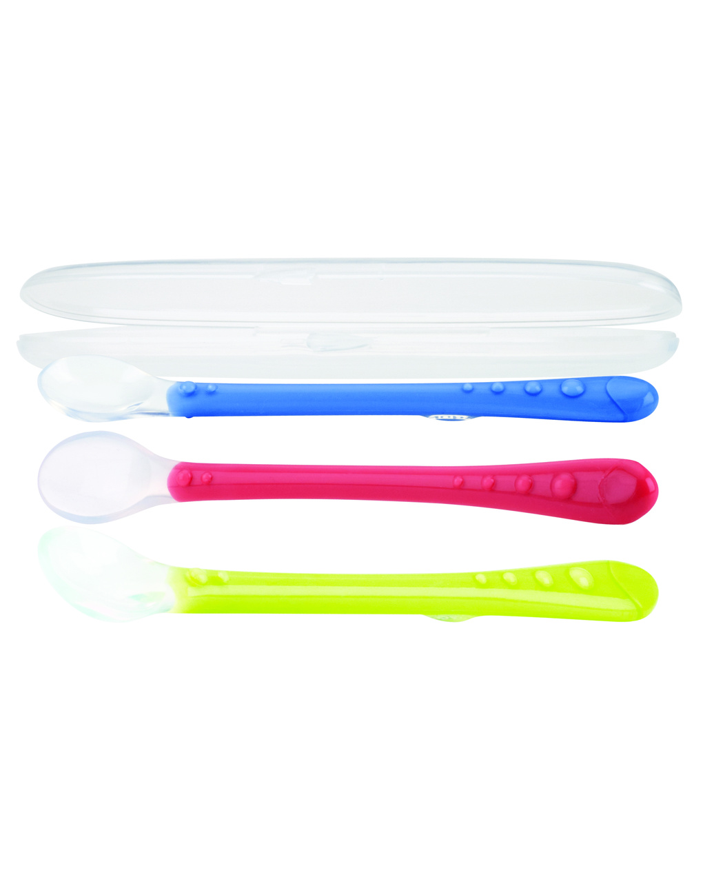 Cucchiaino colori assortiti in silicone con custodia 6m+ - nuby
