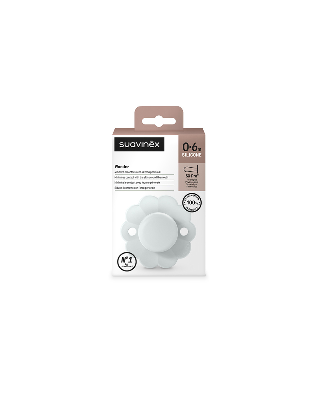 Succhietto wonder silicone 0/6m sxpro azzurro - suavinex