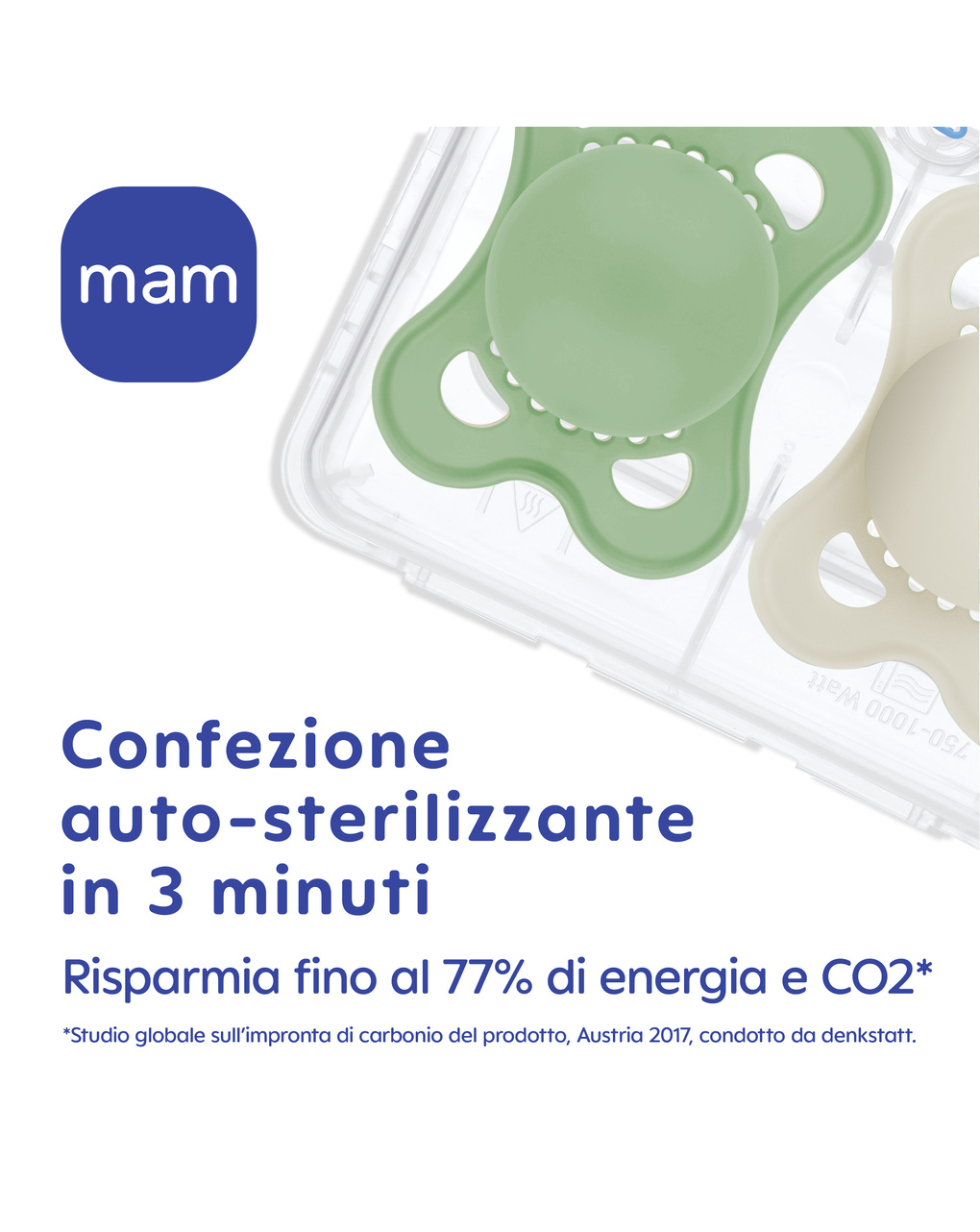 Succhietti original night 2-6m caucciù bio-circolare conf. doppia verde/beige - mam