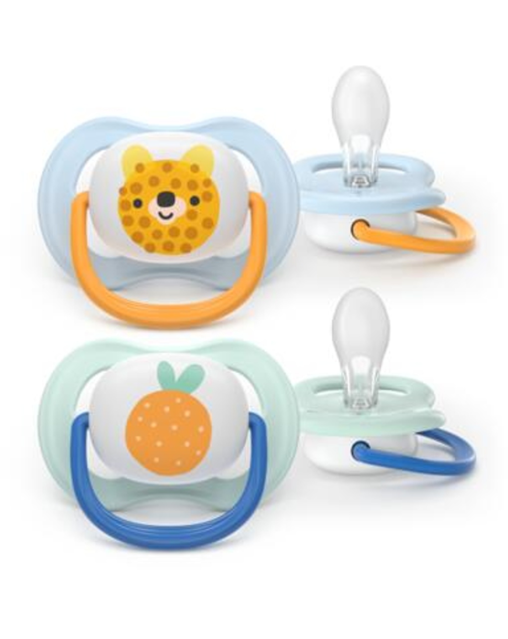 Succhietti ultra air collection 0-6m tigre e ananas, a base vegetale - set da 2 ciucci - philips avent