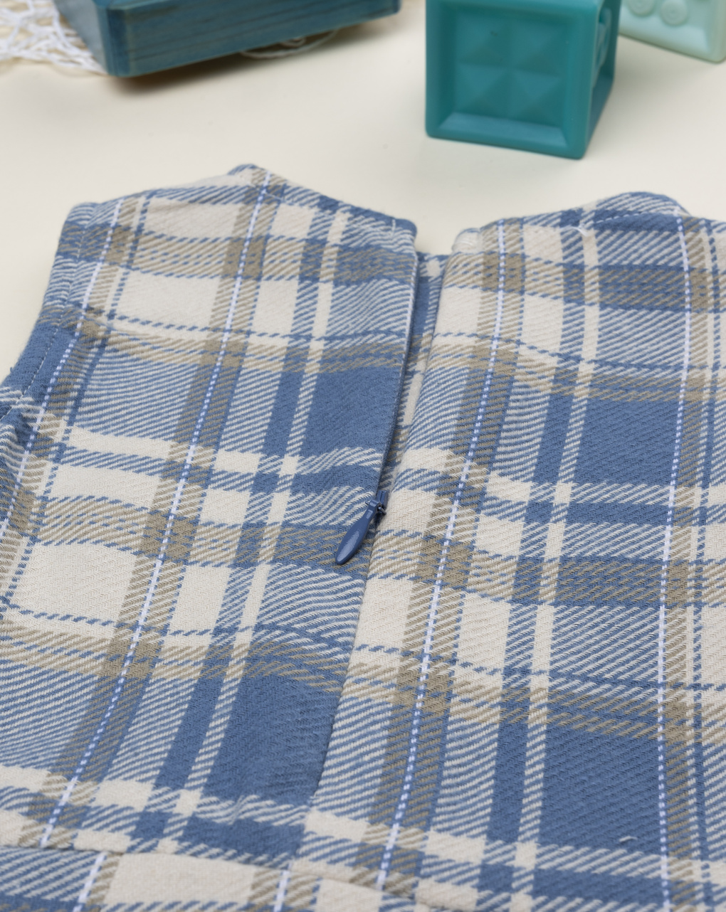 Abito bimba tartan blu/beige