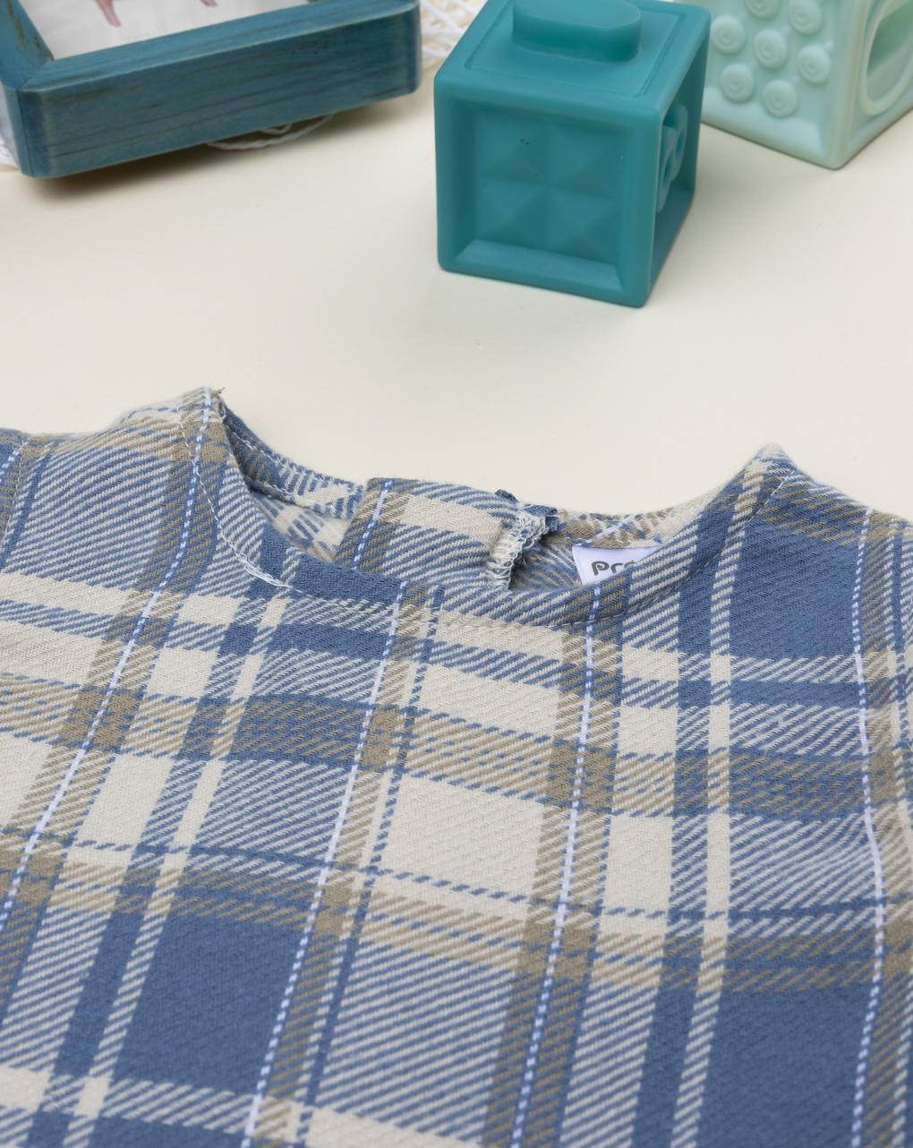Abito bimba tartan blu/beige