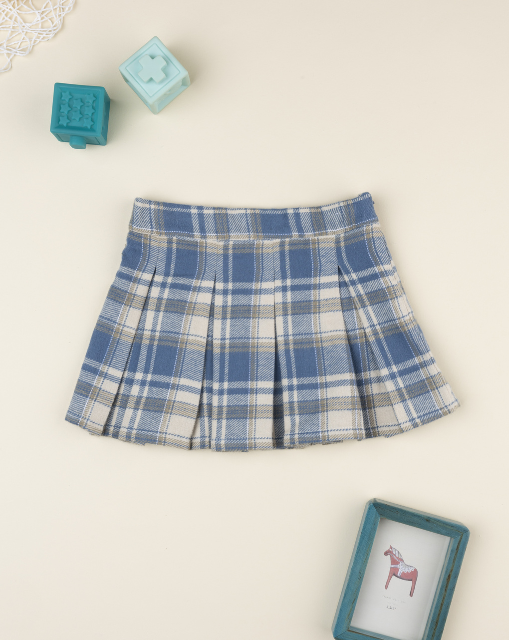 Gonna bambina tartan blu/beige