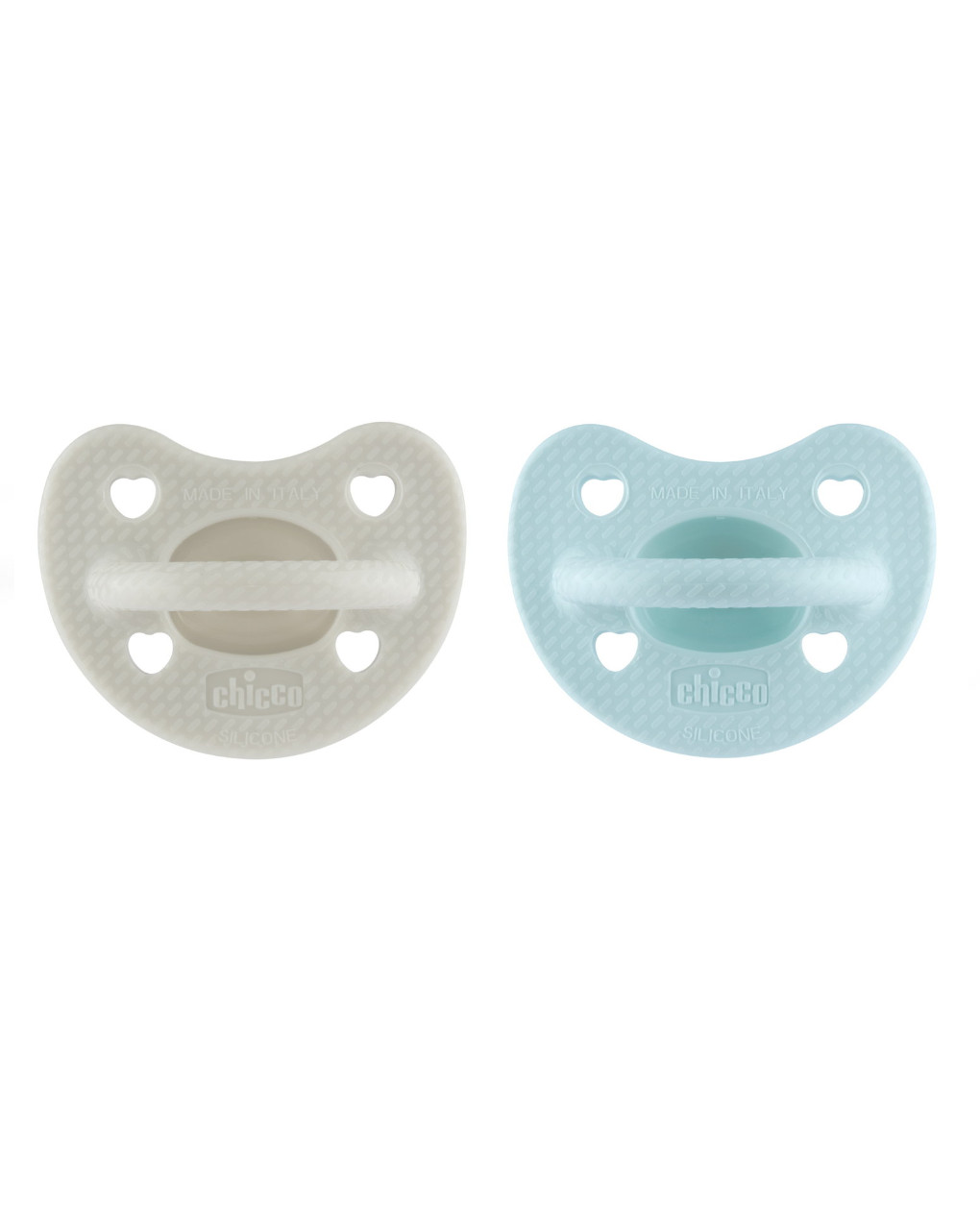 Gommotto silicone luxe 6-16m 2pz azzurro/grigio - chicco