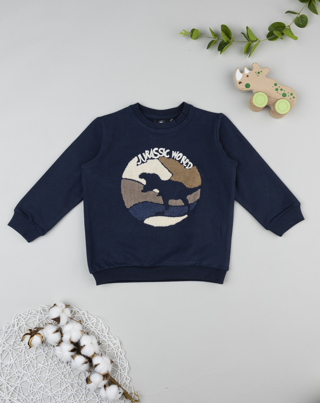 Felpa blu bambino dinosauri