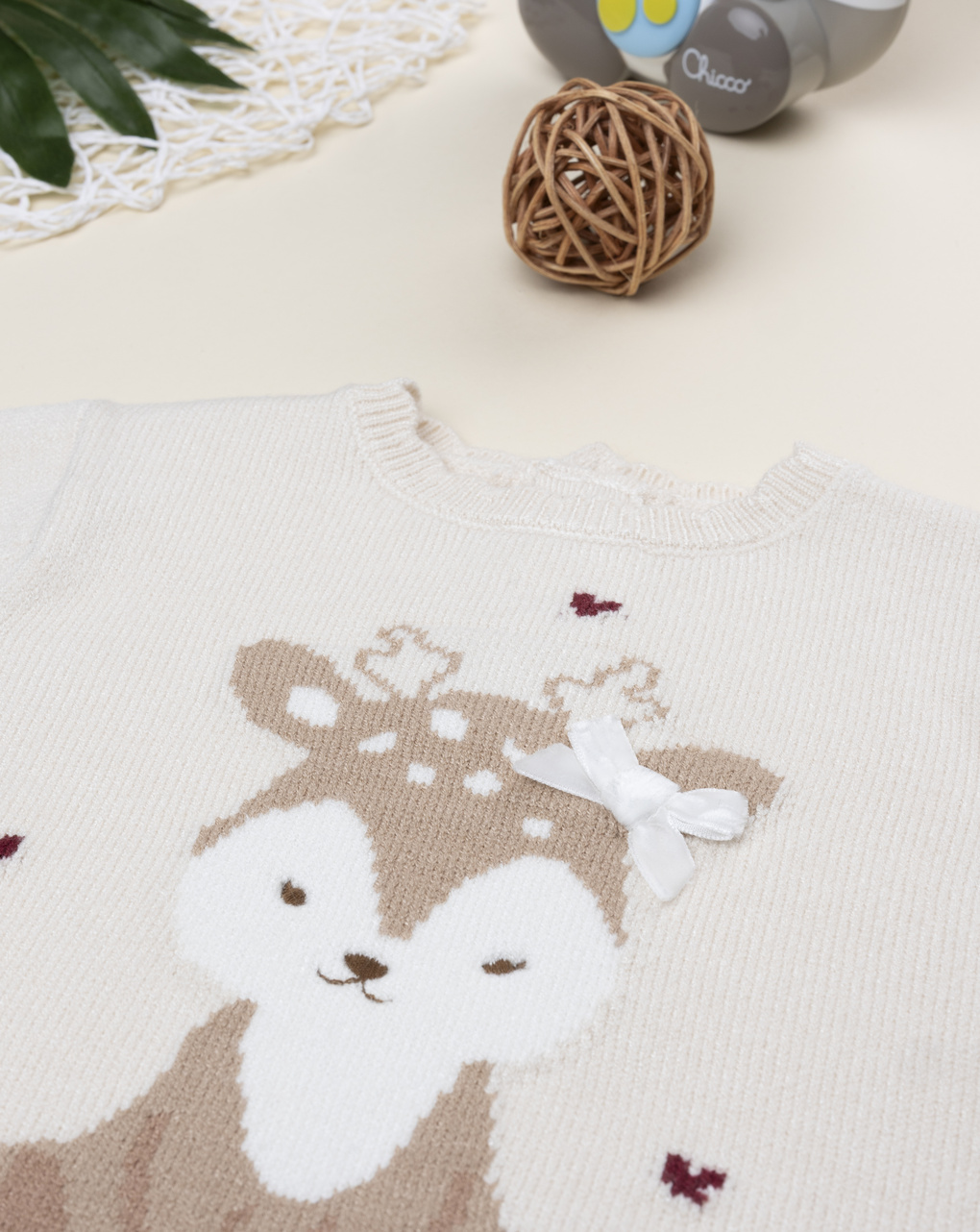 Maglia tircot beige bimba cerbiatto