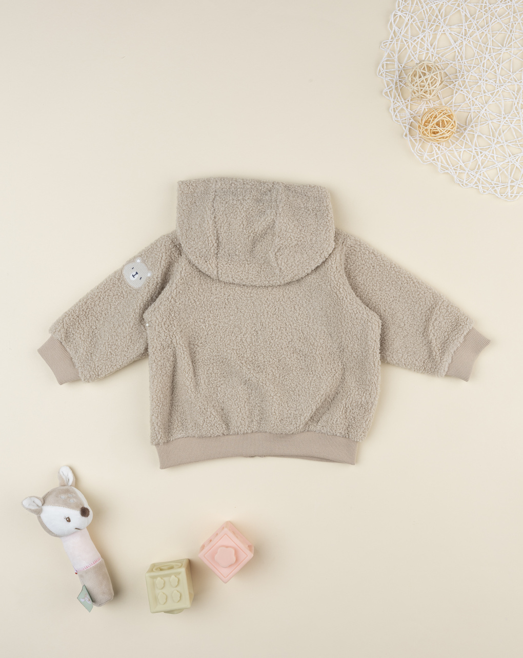 Cardigan fake fue beige neonato