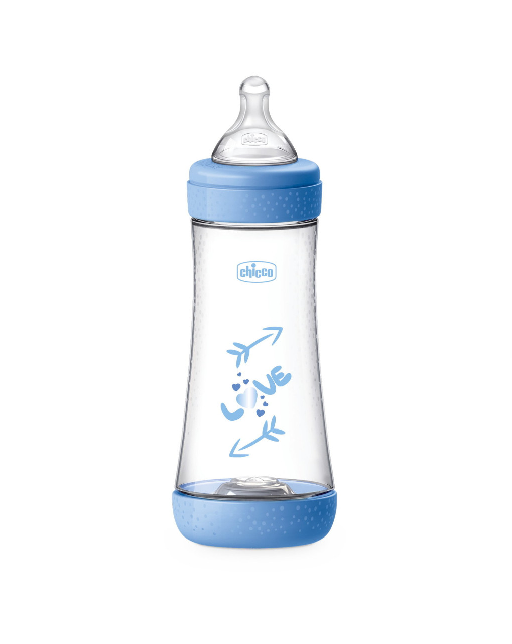 Biberon perfect5 azzurro 300ml in silicone 3 fori - chicco