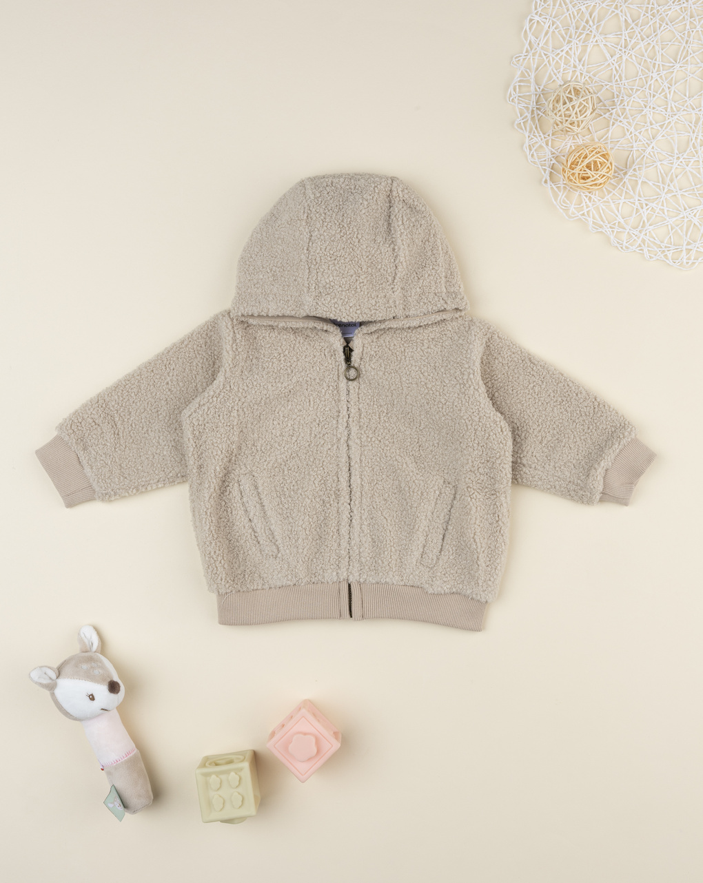 Cardigan fake fue beige neonato