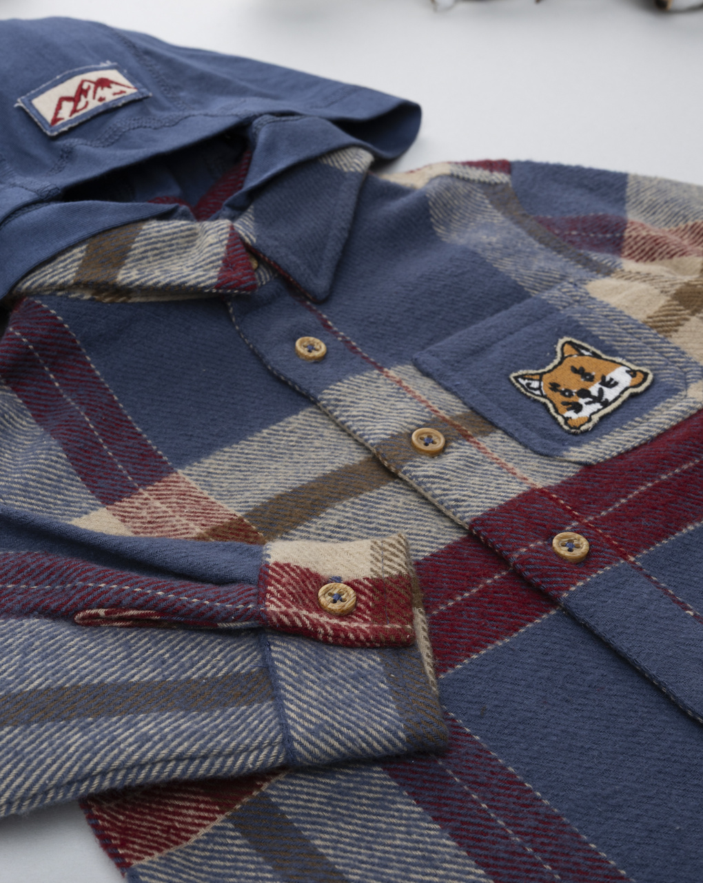 Camicia flanella bimbo multicolor con cappuccio