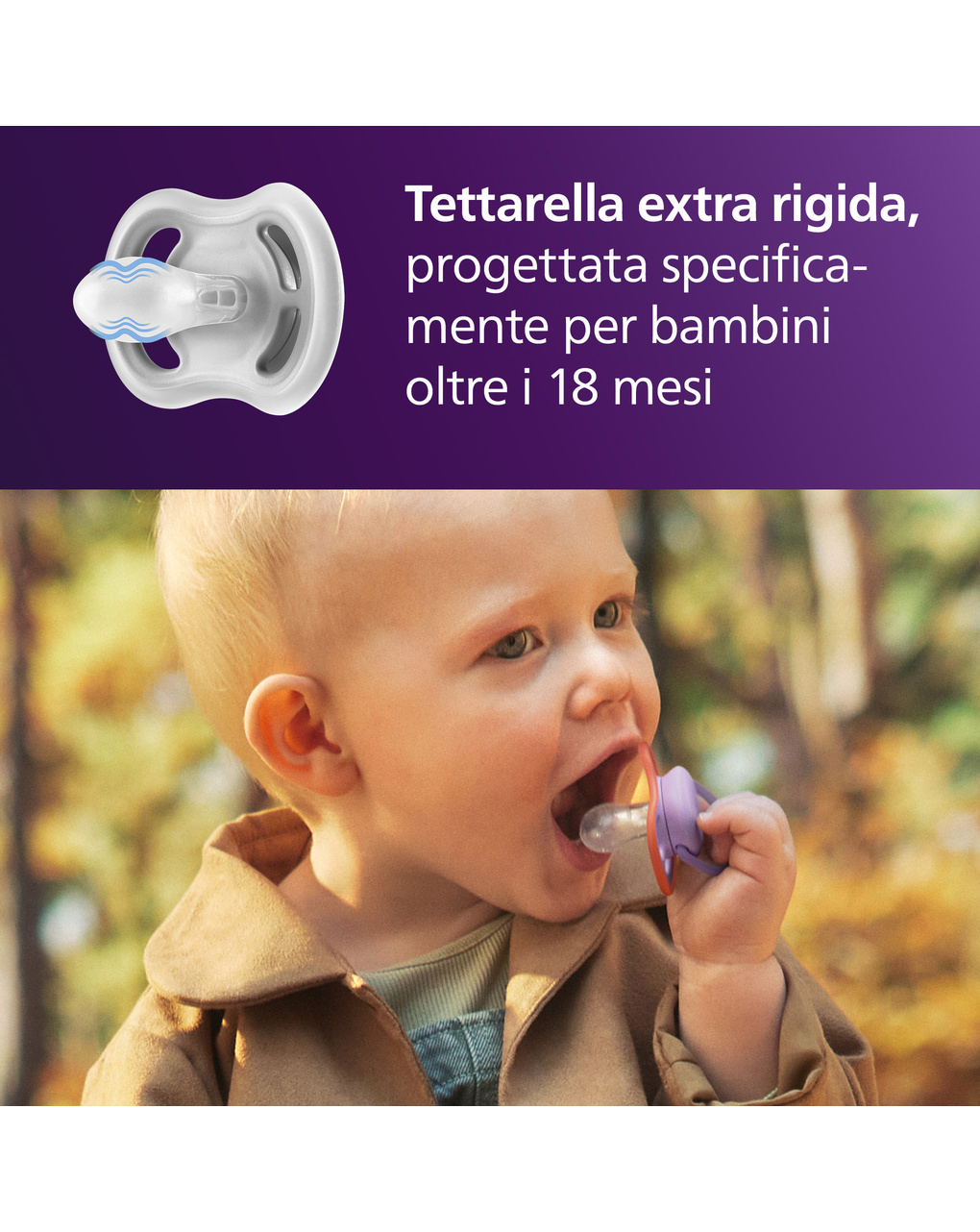 Succhietti ultra air 18m+ pastello viola e rosso, a base vegetale - set da 2 ciucci - philips avent