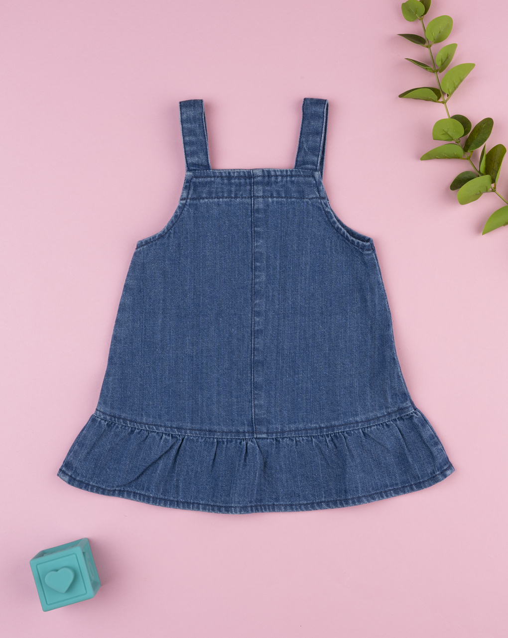 Abito salopette denim bimba cuore