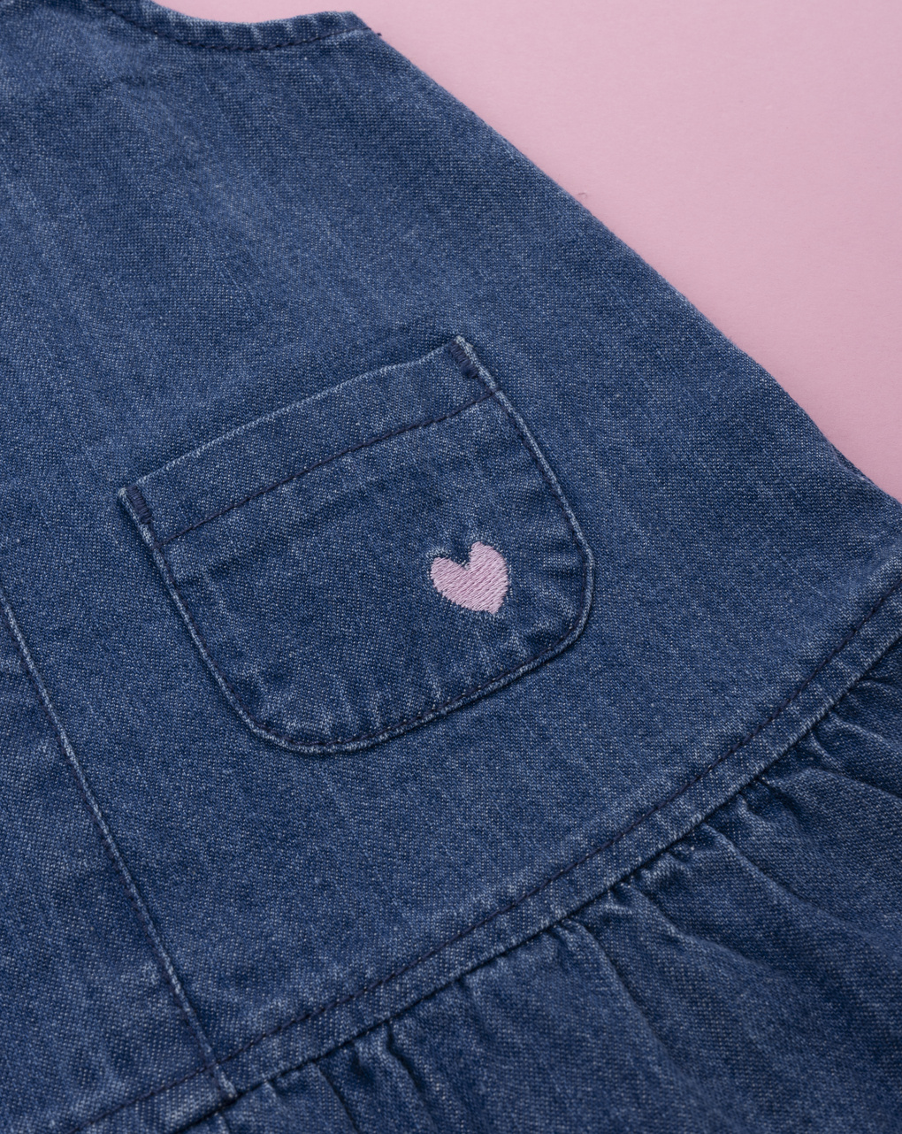 Abito salopette denim bimba cuore
