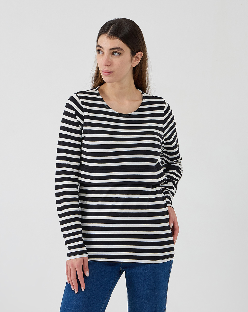 T-shirt allattamento fantasia righe nere