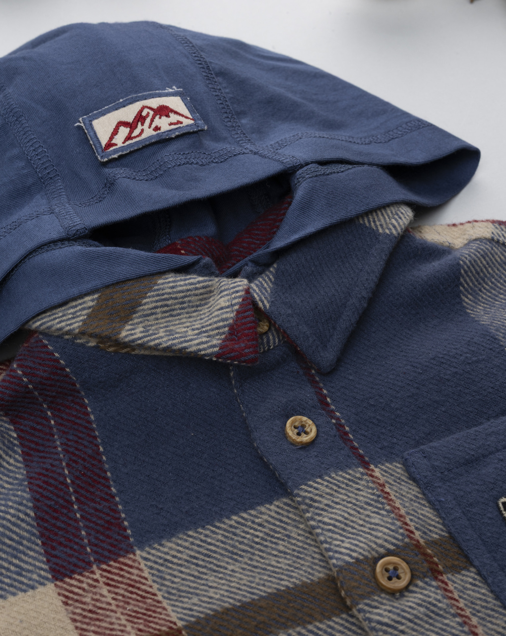 Camicia flanella bimbo multicolor con cappuccio