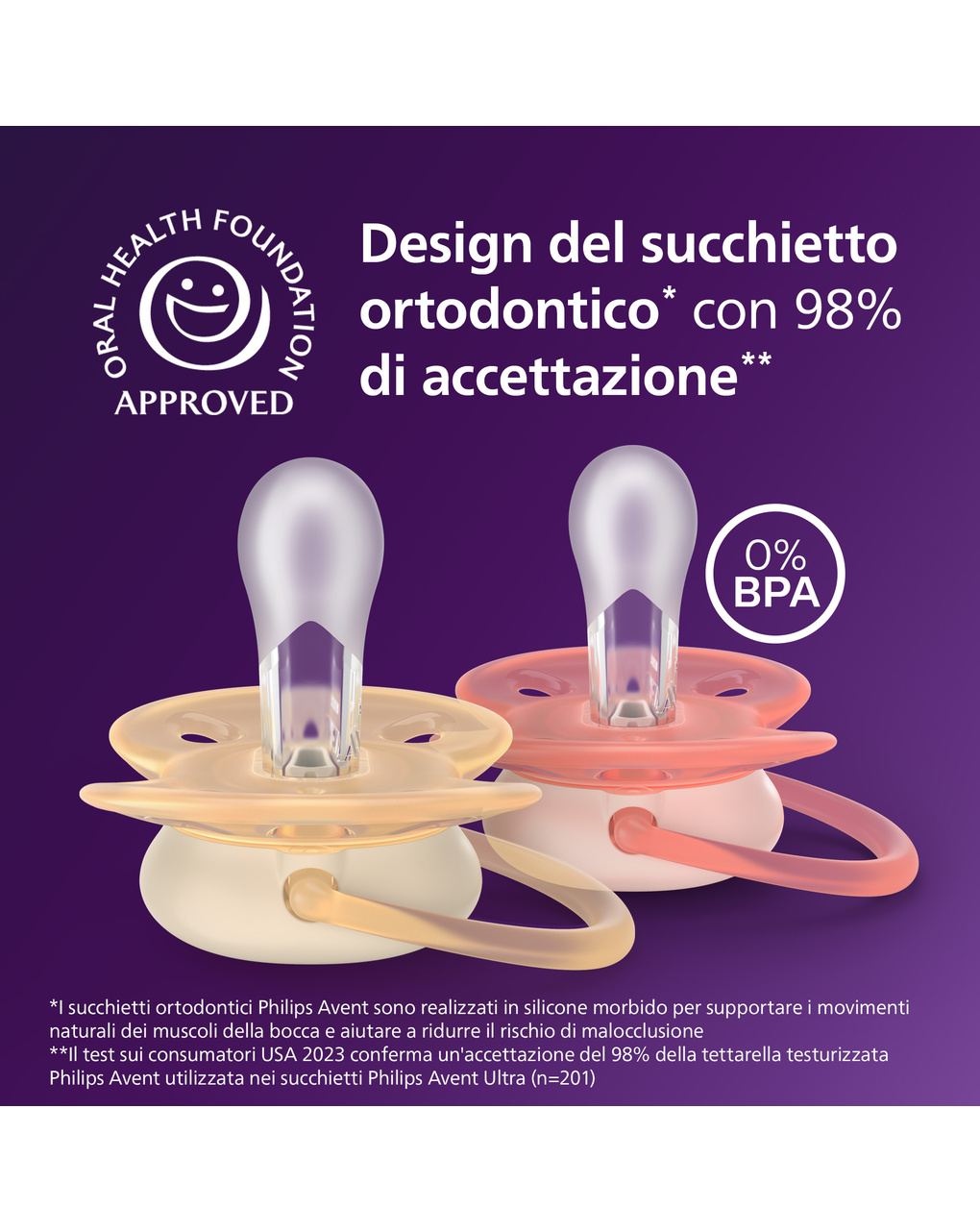 Succhietti ultra soft 0-6m pastello crema e rosa, a base vegetale - set da 2 ciucci - philips avent