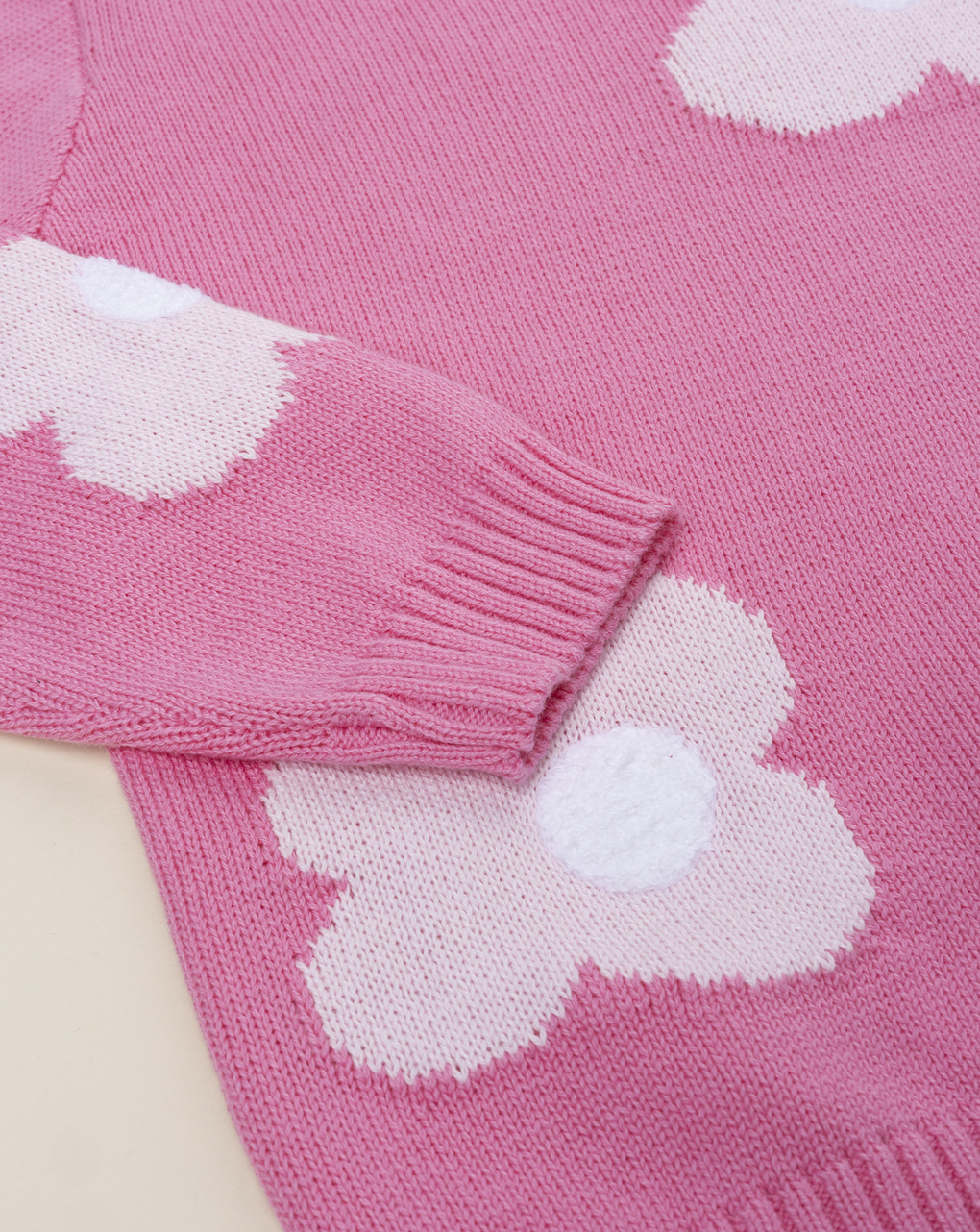 Maglia tricot rosa bambina fiori