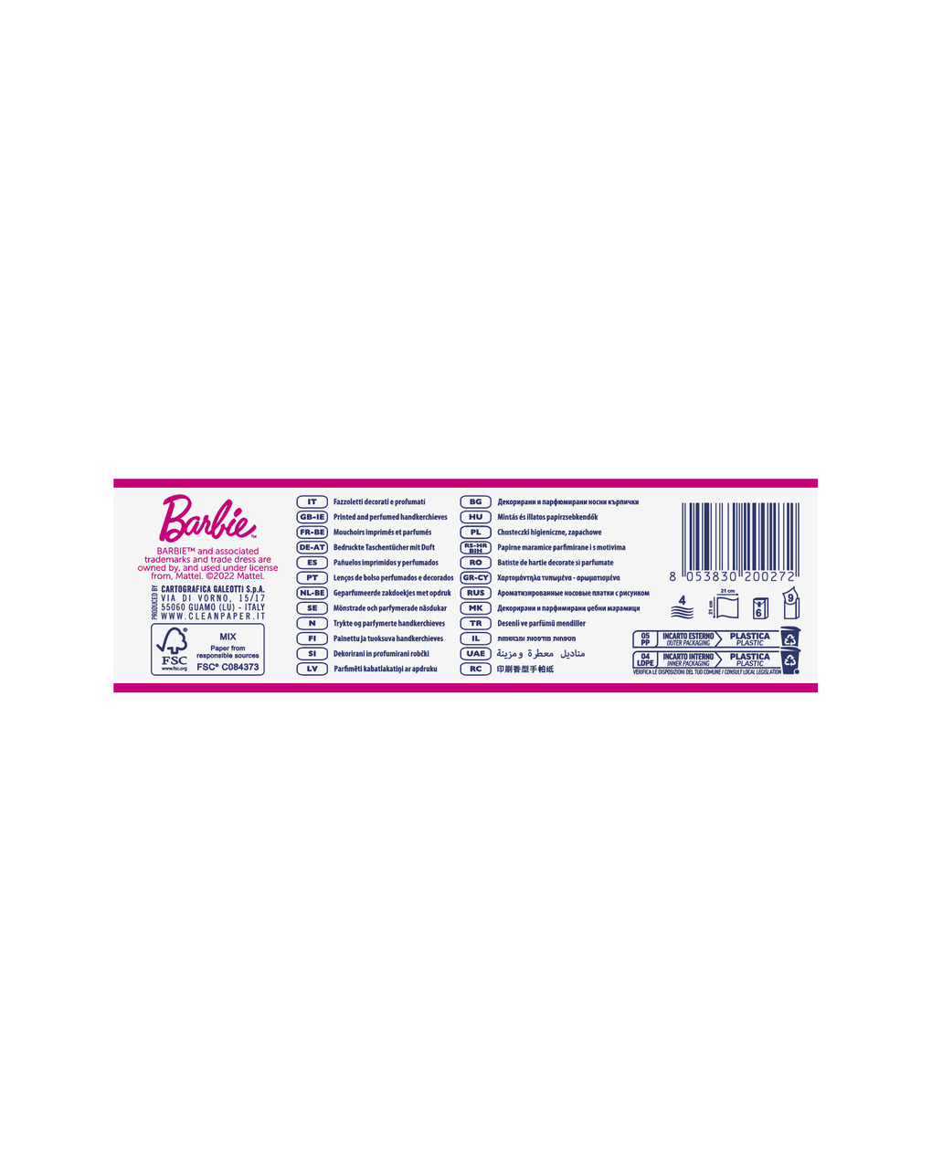 Fazzoletti barbie 6pack vaniglia - clean paper