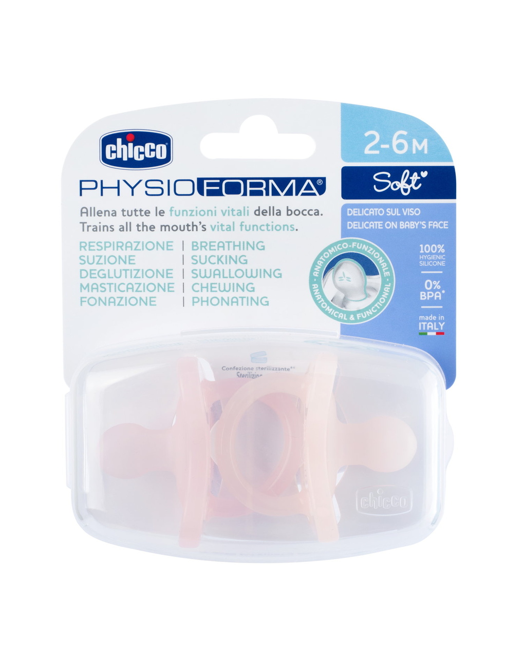 Gommotto physioforma rosa in silicone 2 pezzi | 2-6 mesi - chicco
