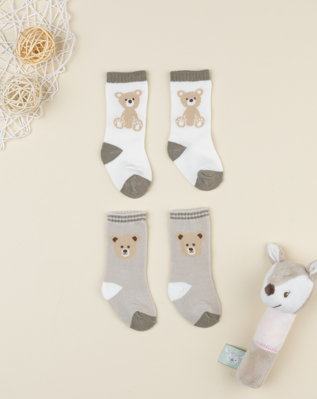 Pack 2 calze caldo cotone bimbo orsetti