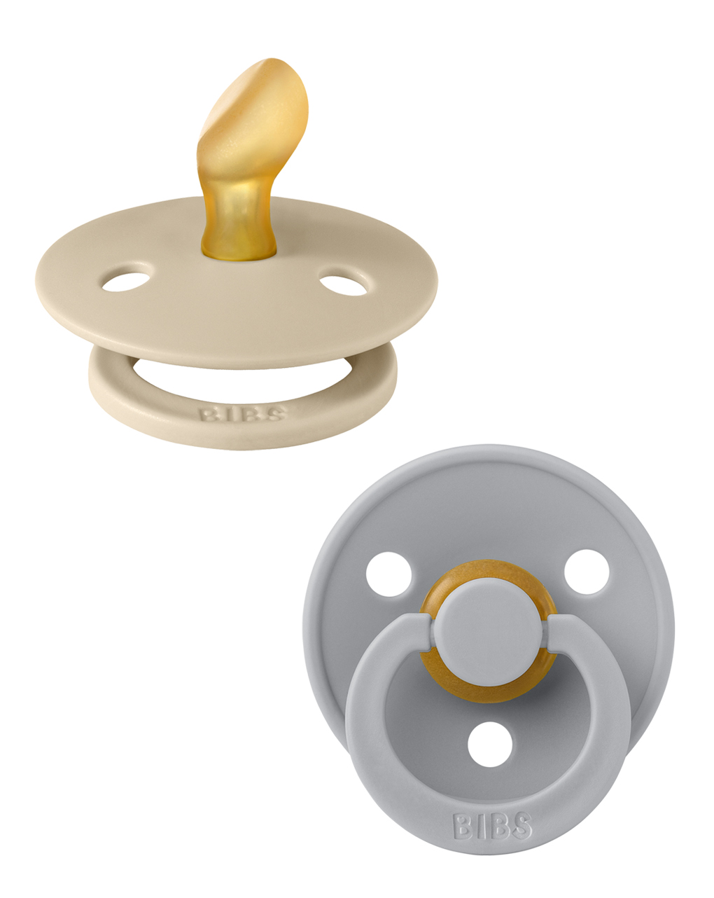 Set 2 ciucci tettarella anatomica in gomma naturale 0/6 mesi - colore vaniglia e cloud - bibs
