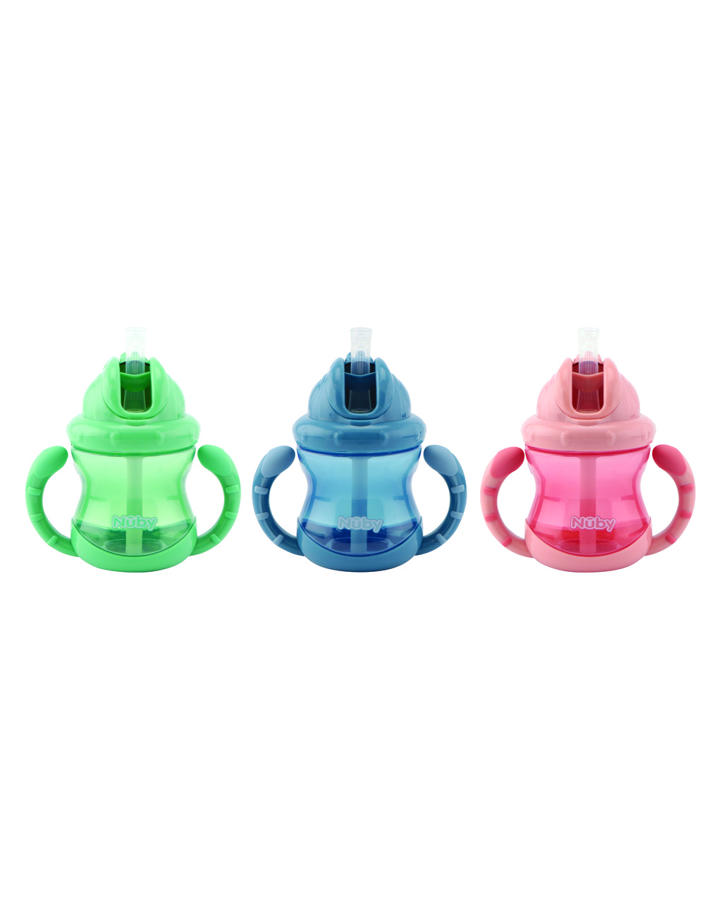 Tazza flip-it no-spill con manici 240ml - 12m+ - assortito - nuby