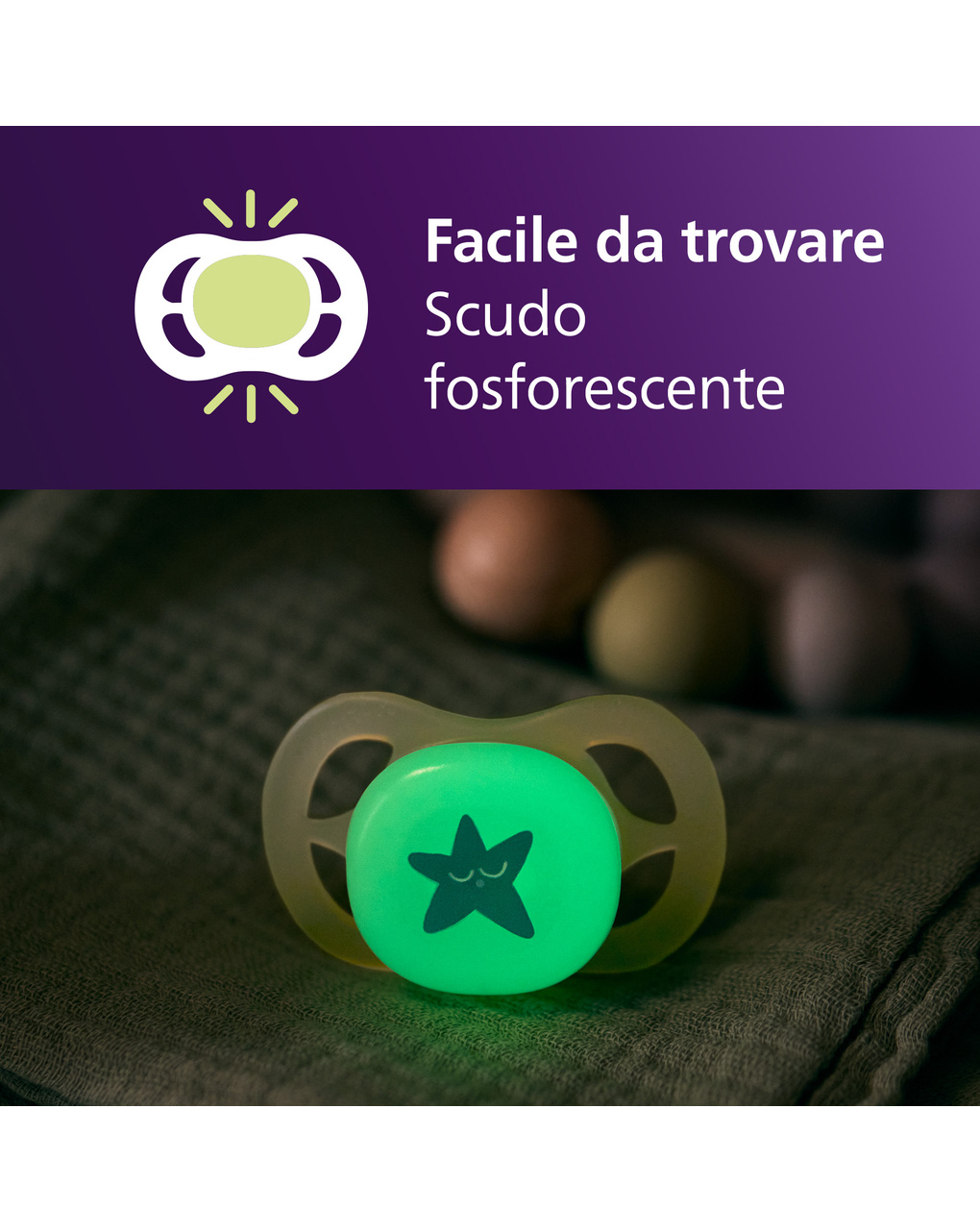 Succhietti ultra start 0-2m night pastello viola e arancione luna e stella, a base vegetale - set da 2 ciucci - philips avent
