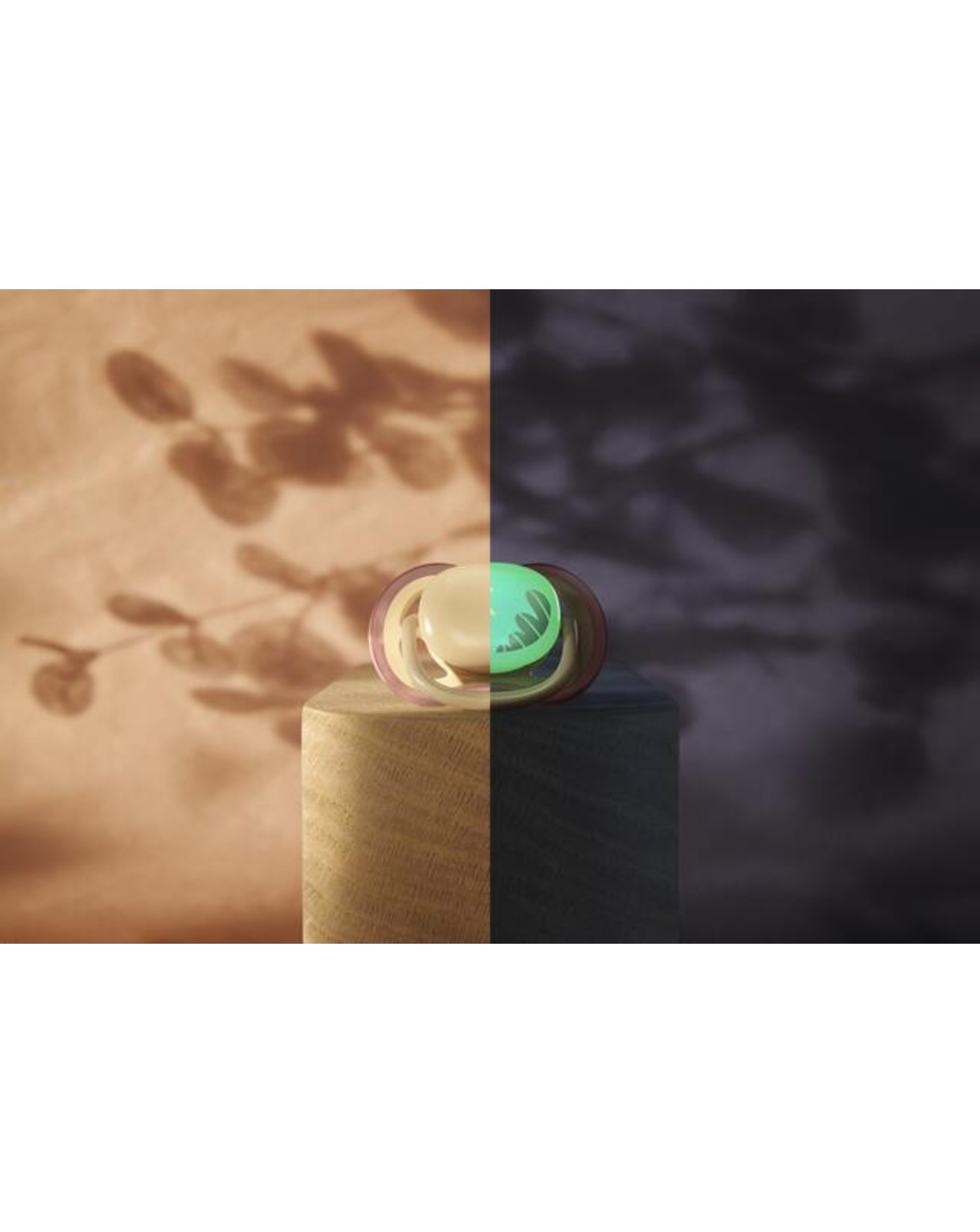 Succhietti ultra air day&night 0-6m pastello giallo e verde con luna, a base vegetale - set da 2 ciucci - philips avent