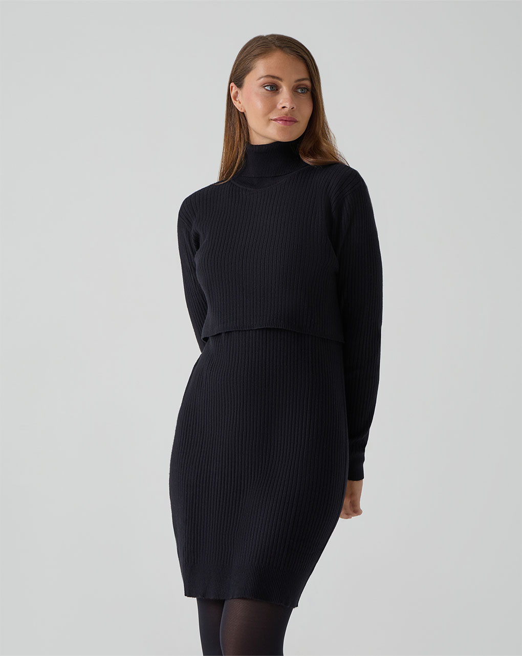 Abito premaman e allattamento tricot nero