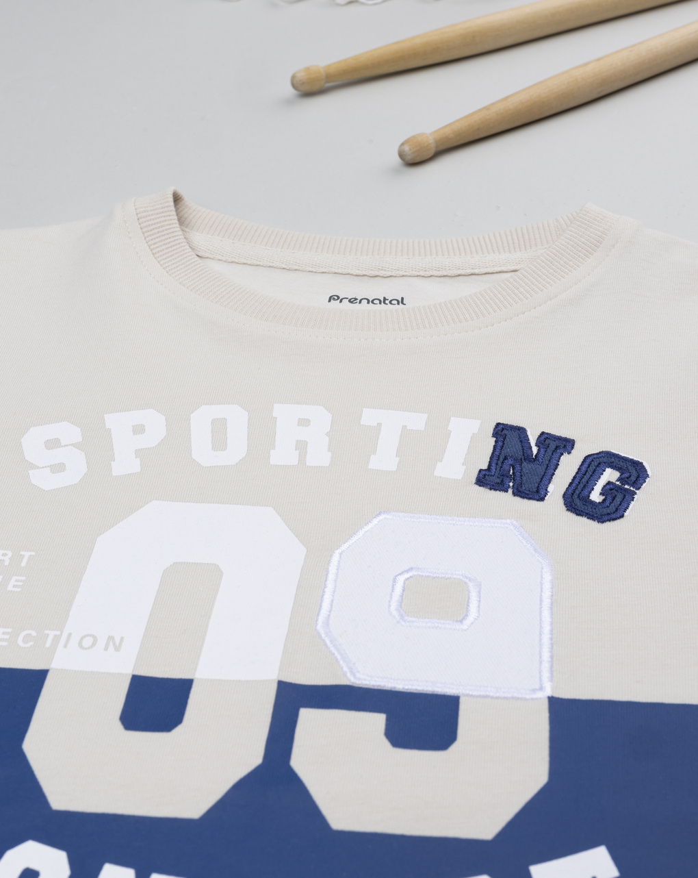 T-shirt beige bambino finto doppio