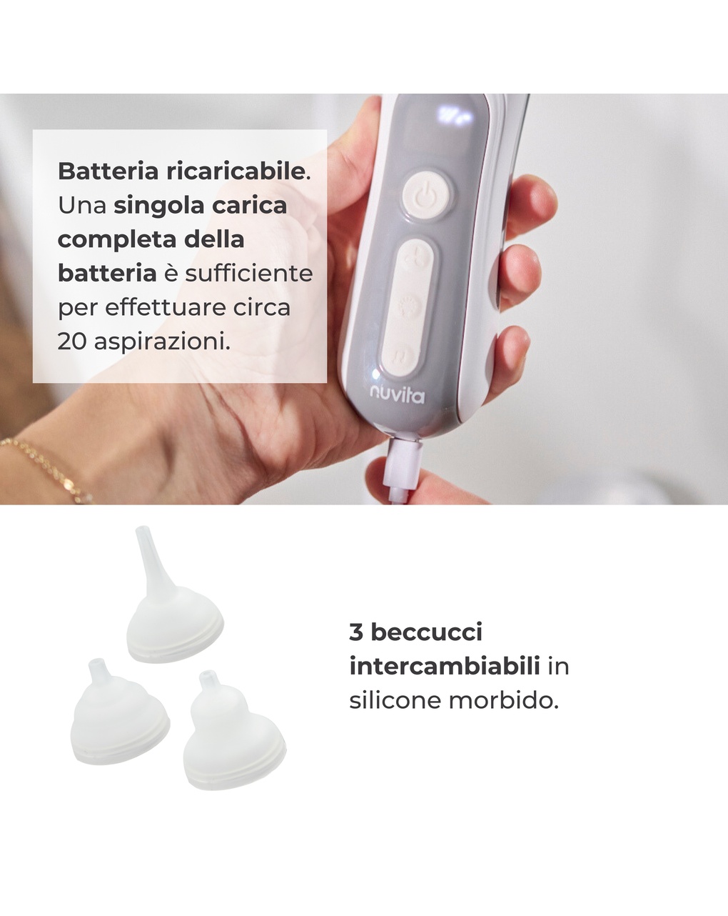 Aspiratore nasale elettrico con batteria ricaricabile 2150 - nuvita