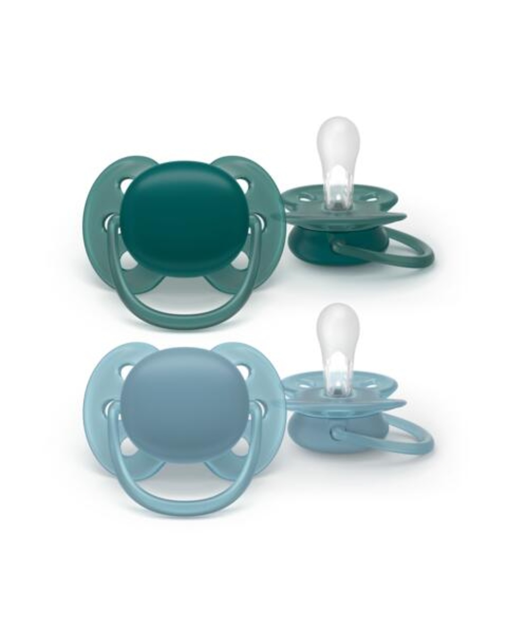 Succhietti ultra soft 18m+ pastello blu, a base vegetale - set da 2 ciucci - philips avent