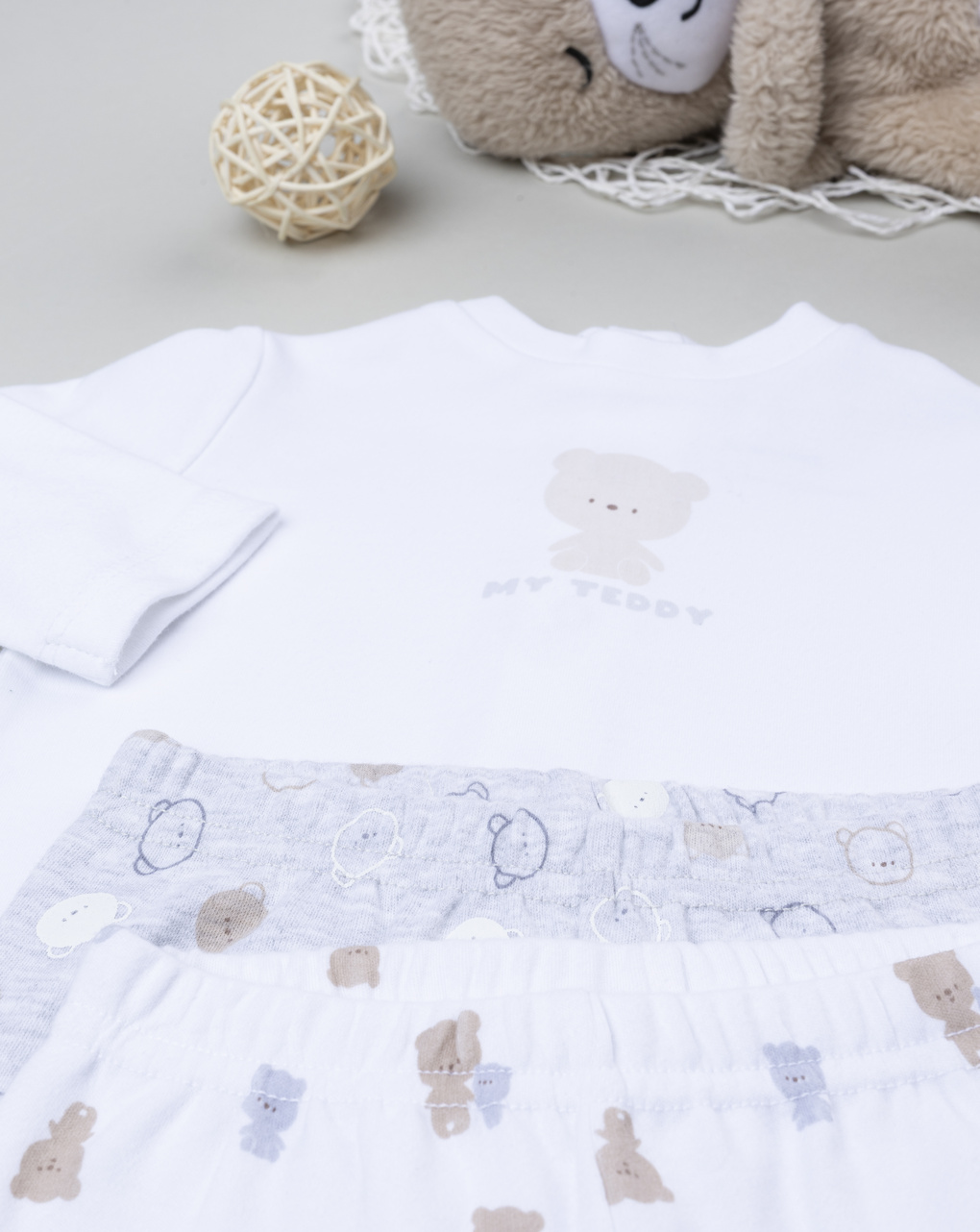 Pack 2 set orso neonato bianco/grigio