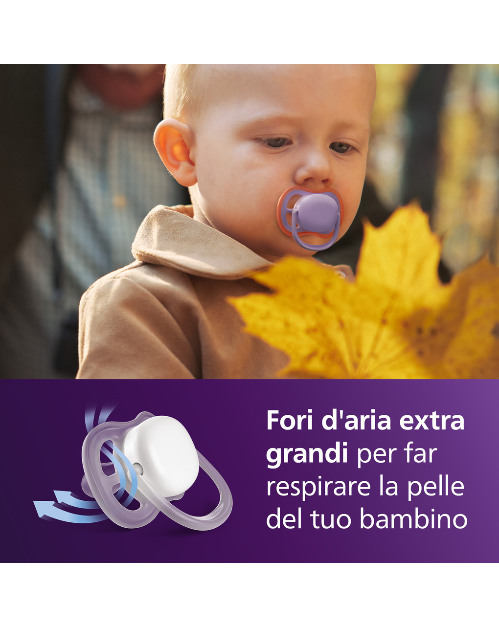 Succhietti ultra air 18m+ pastello viola e rosso, a base vegetale - set da 2 ciucci - philips avent