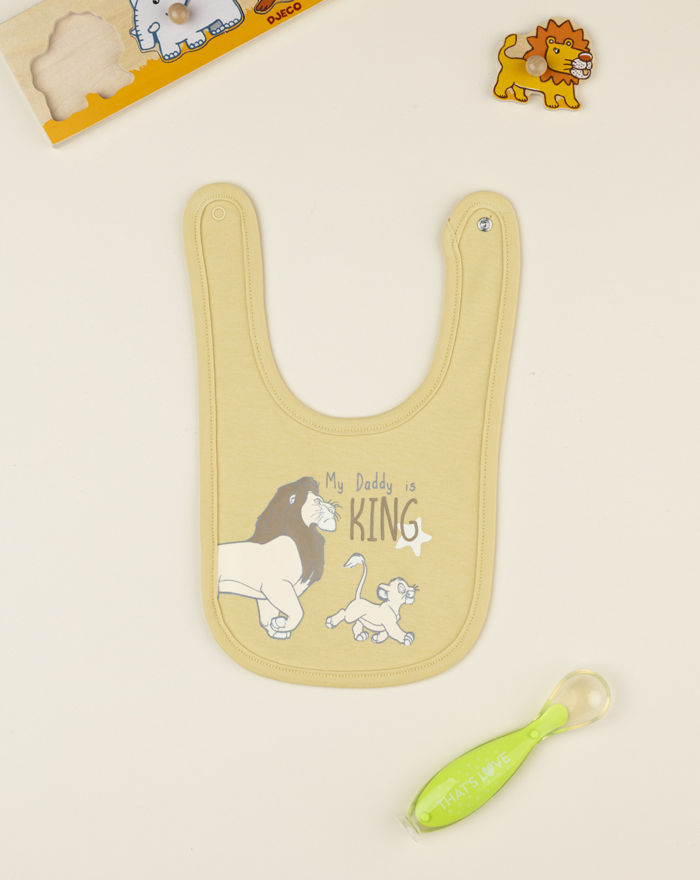 Bavaglino bimbo giallo re leone