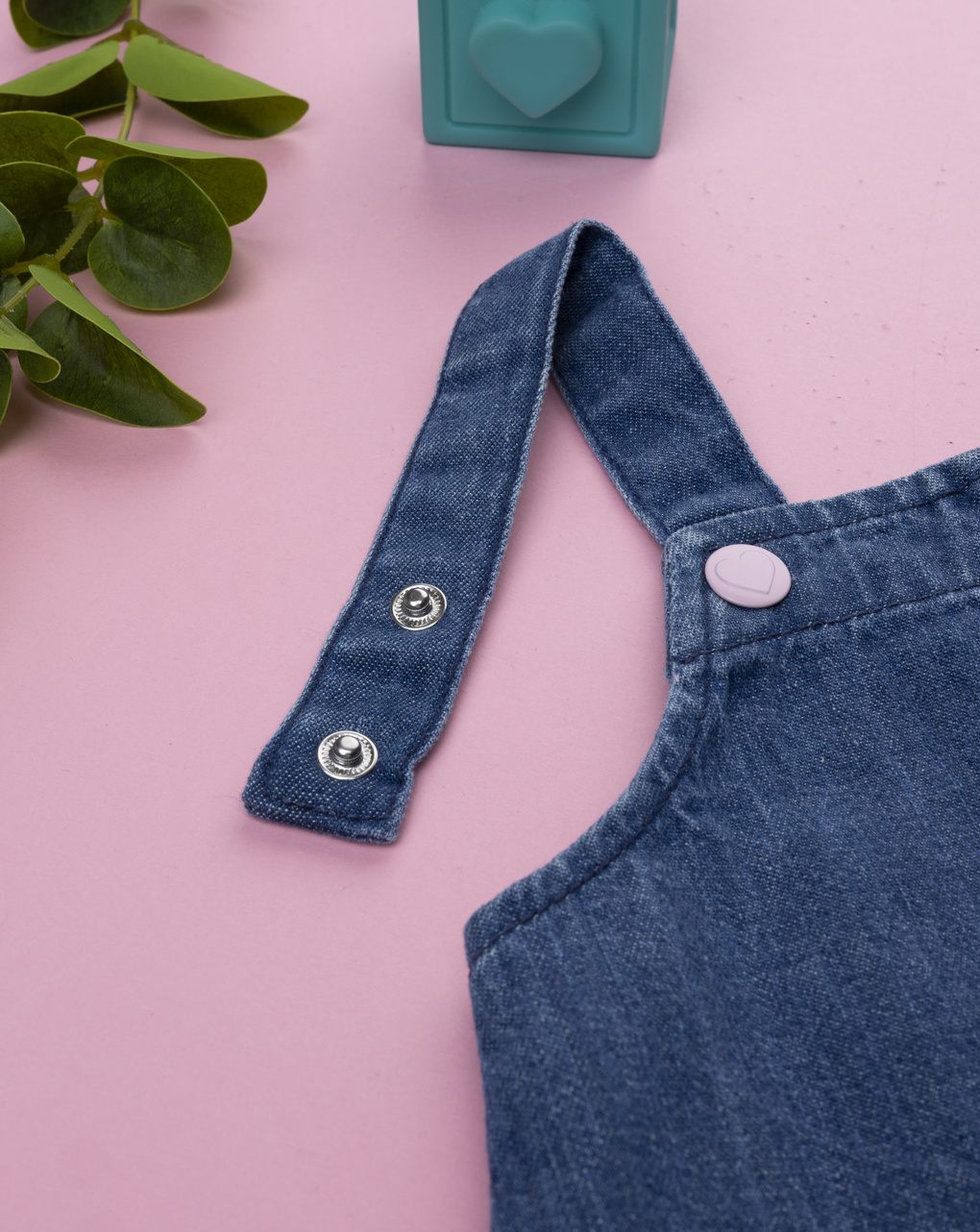 Abito salopette denim bimba cuore