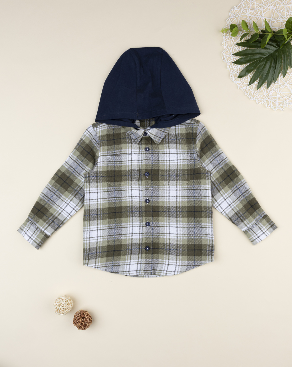 Camicia flanella da bambino con cappuccio