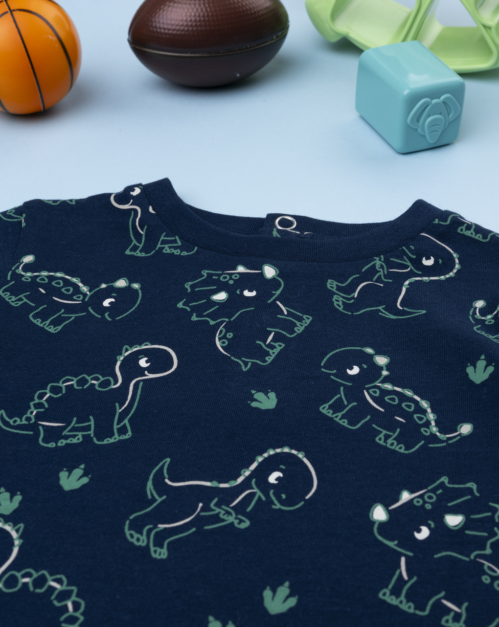 T-shirt bimbo blu stampa dino allover