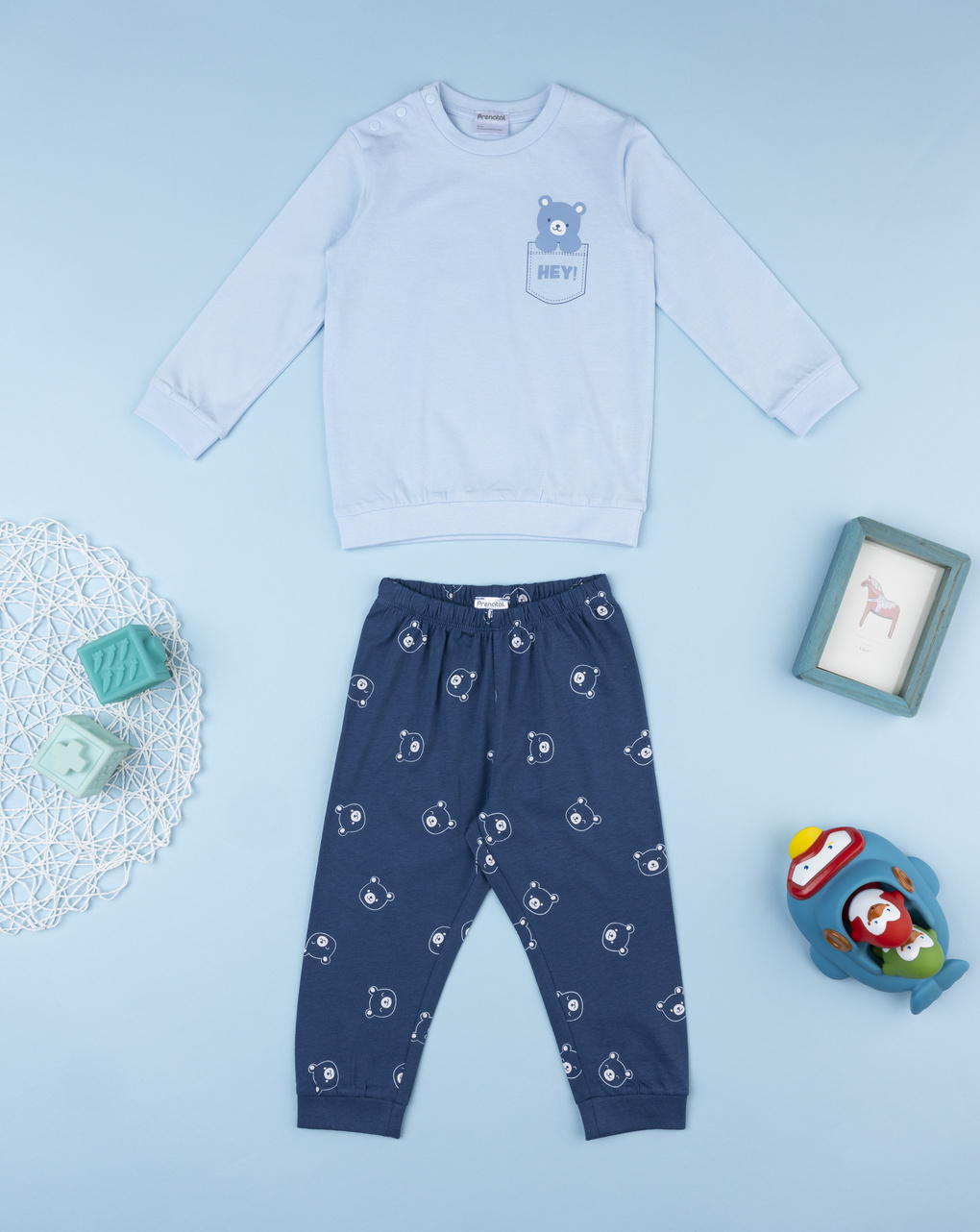 Pigiama due pezzi bimbo azzurro/blu orsi