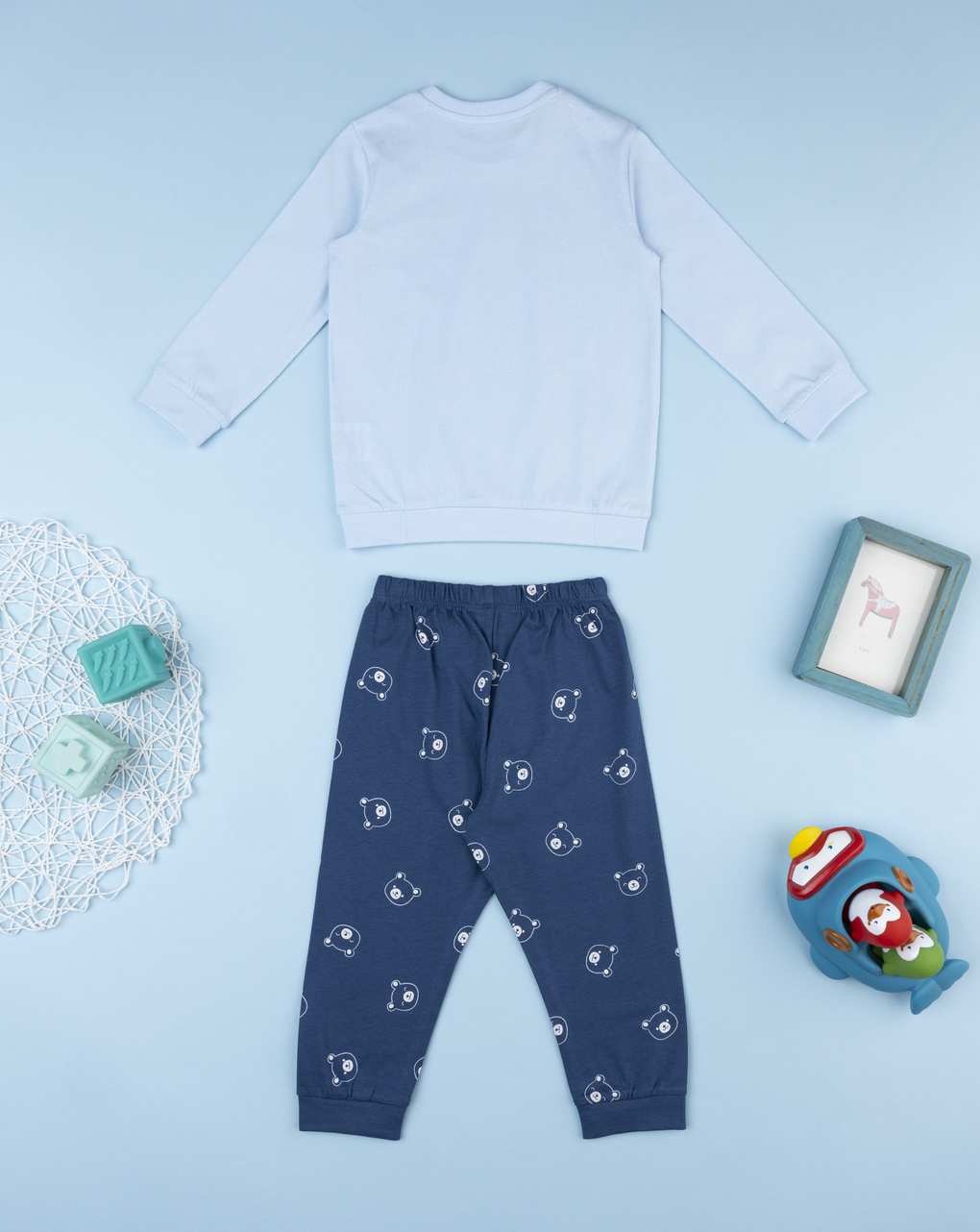 Pigiama due pezzi bimbo azzurro/blu orsi