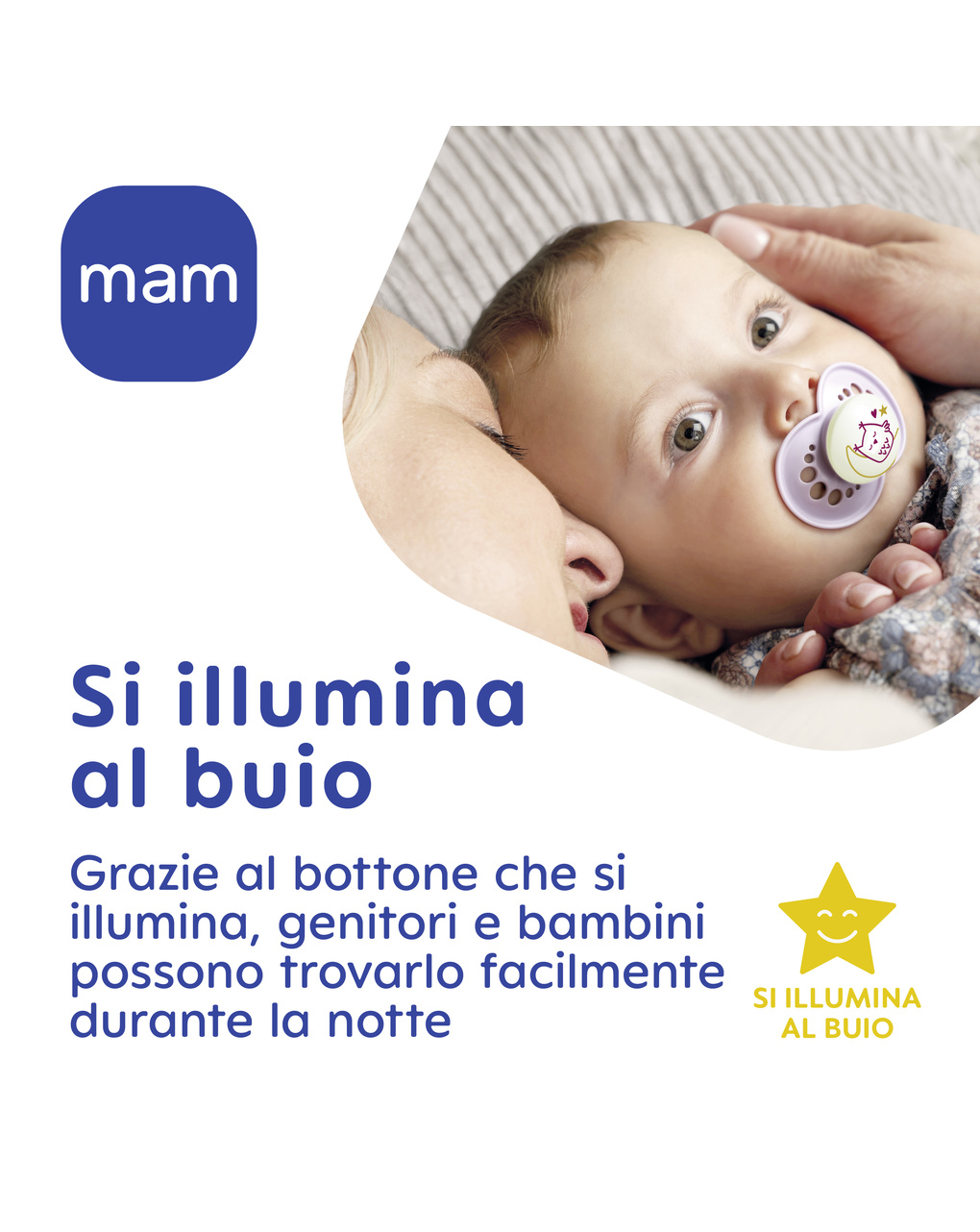 Succhietti original night 16+ silicone bio-circolare conf. doppia azzurro/blu - mam