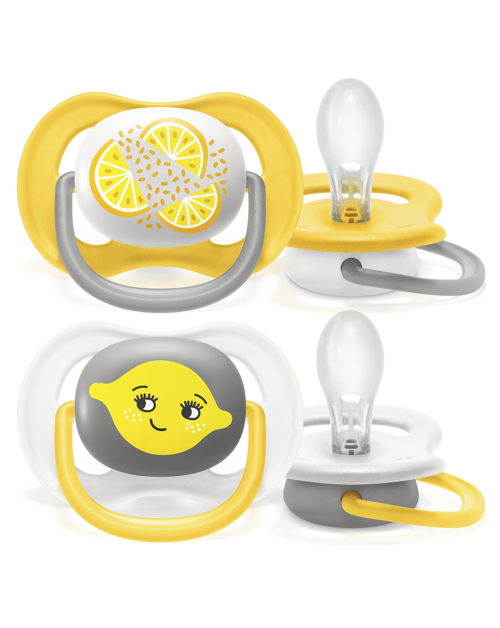 2 ciucci ultra air collection 6-18 mesi decorazione limone/arancia - philips avent