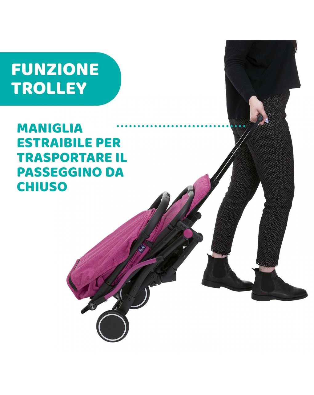 Passeggino trolley me aurora pink - chicco