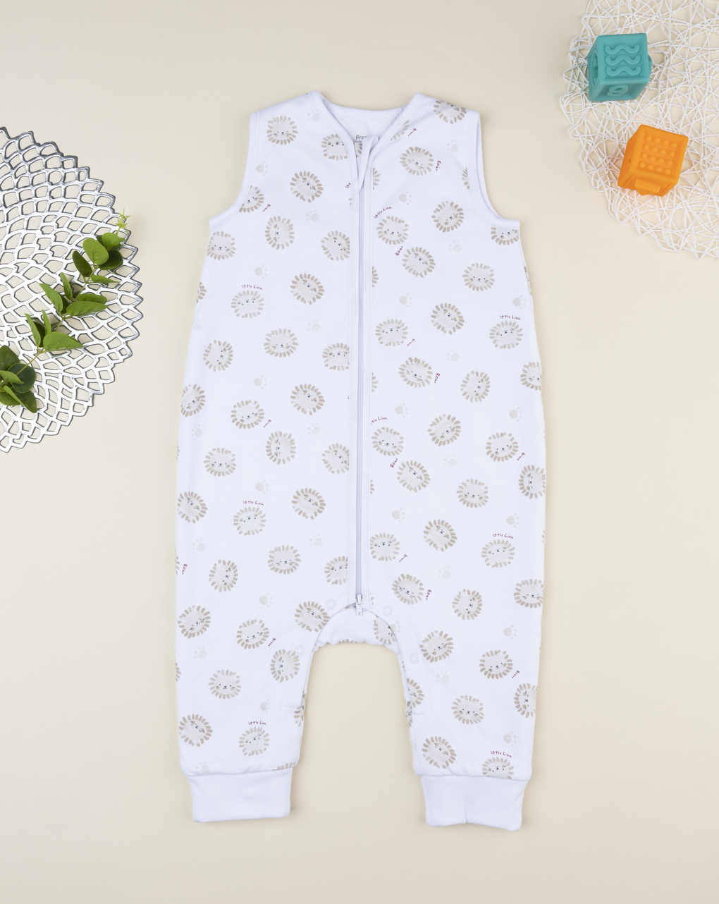 Sacco nanna bimbo bianco leoncini allover