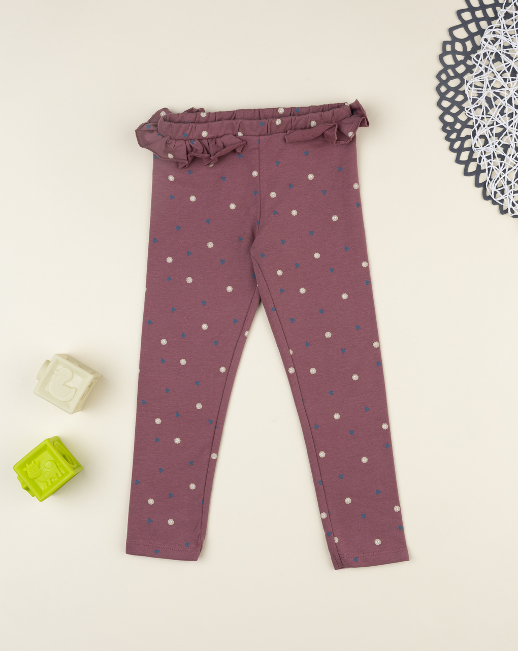 Legging bambina rosa antico con frill