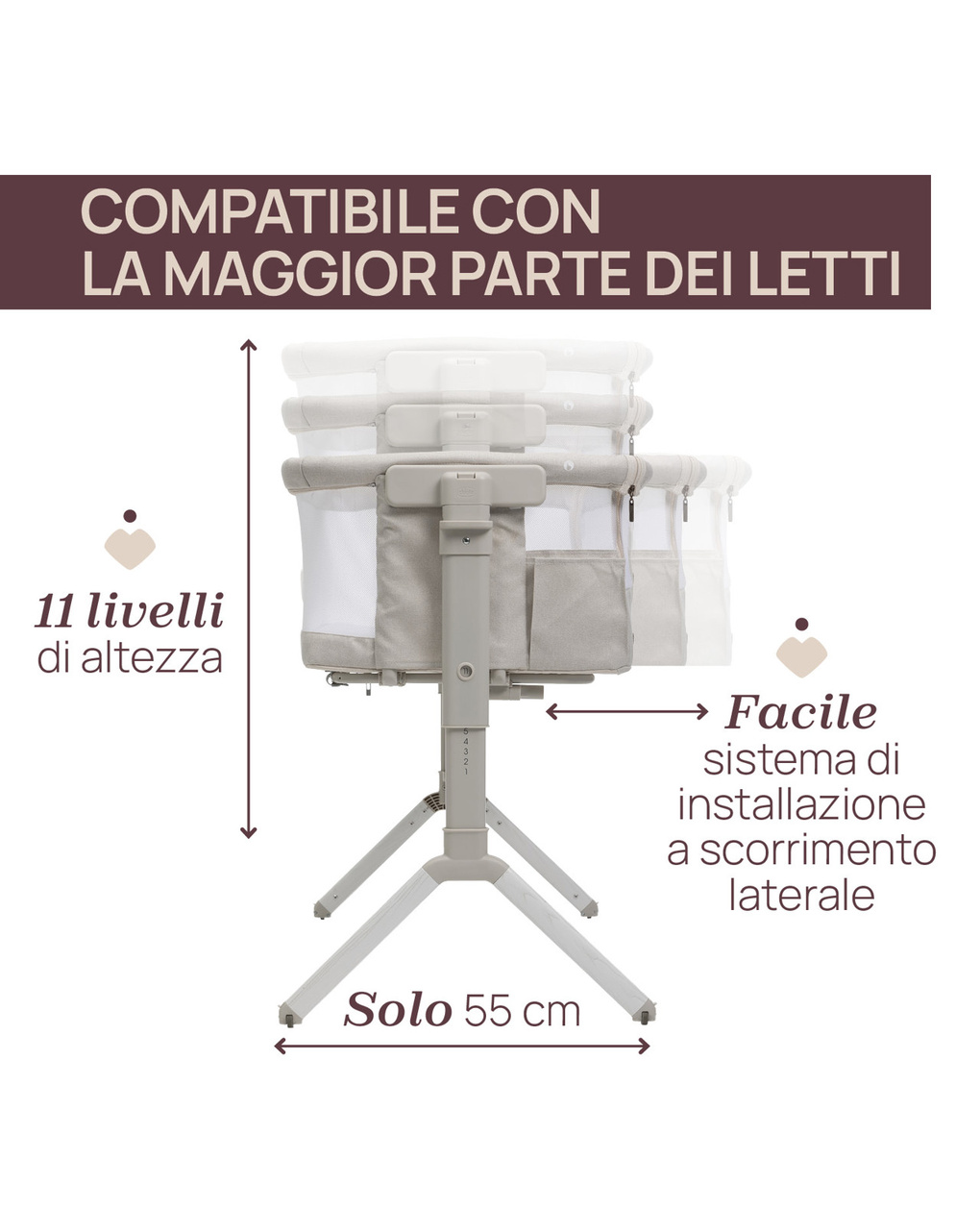 Culla next2me armonia motherpearl - chicco