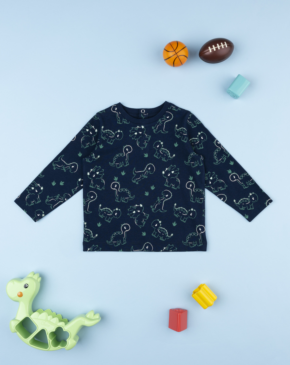 T-shirt bimbo blu stampa dino allover