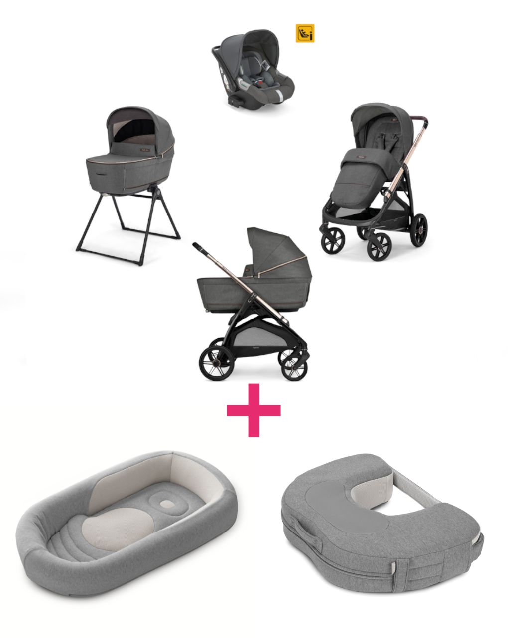 Trio inglesina system4 aptica darwin velvet grey con telaio palladio + welcome pod harmony grey + cuscino allattamento elysia™ harmony grey a un prezzo speciale