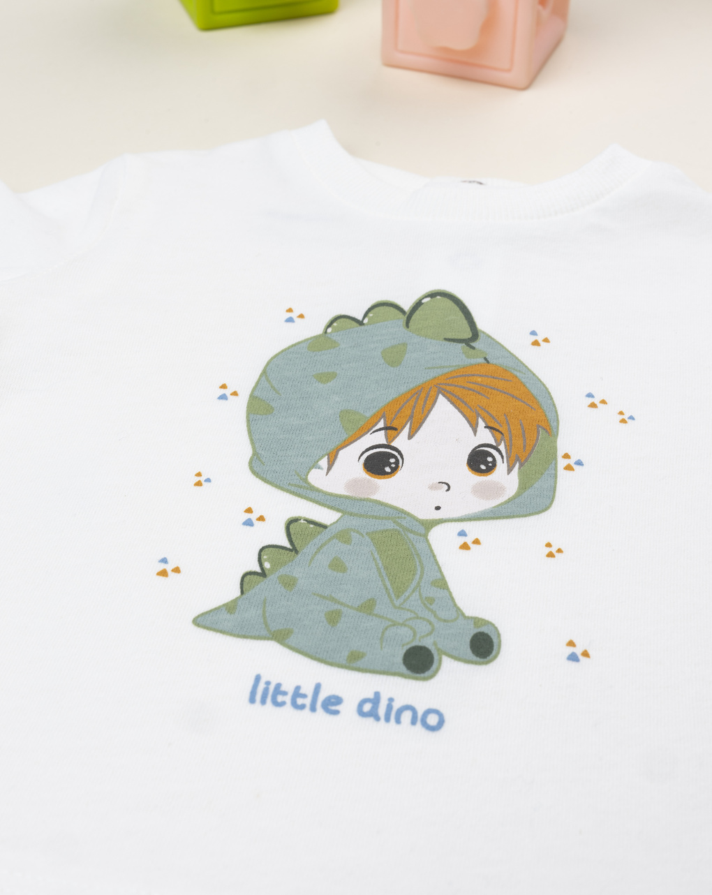 T-shirt panna stampa bimbo drago
