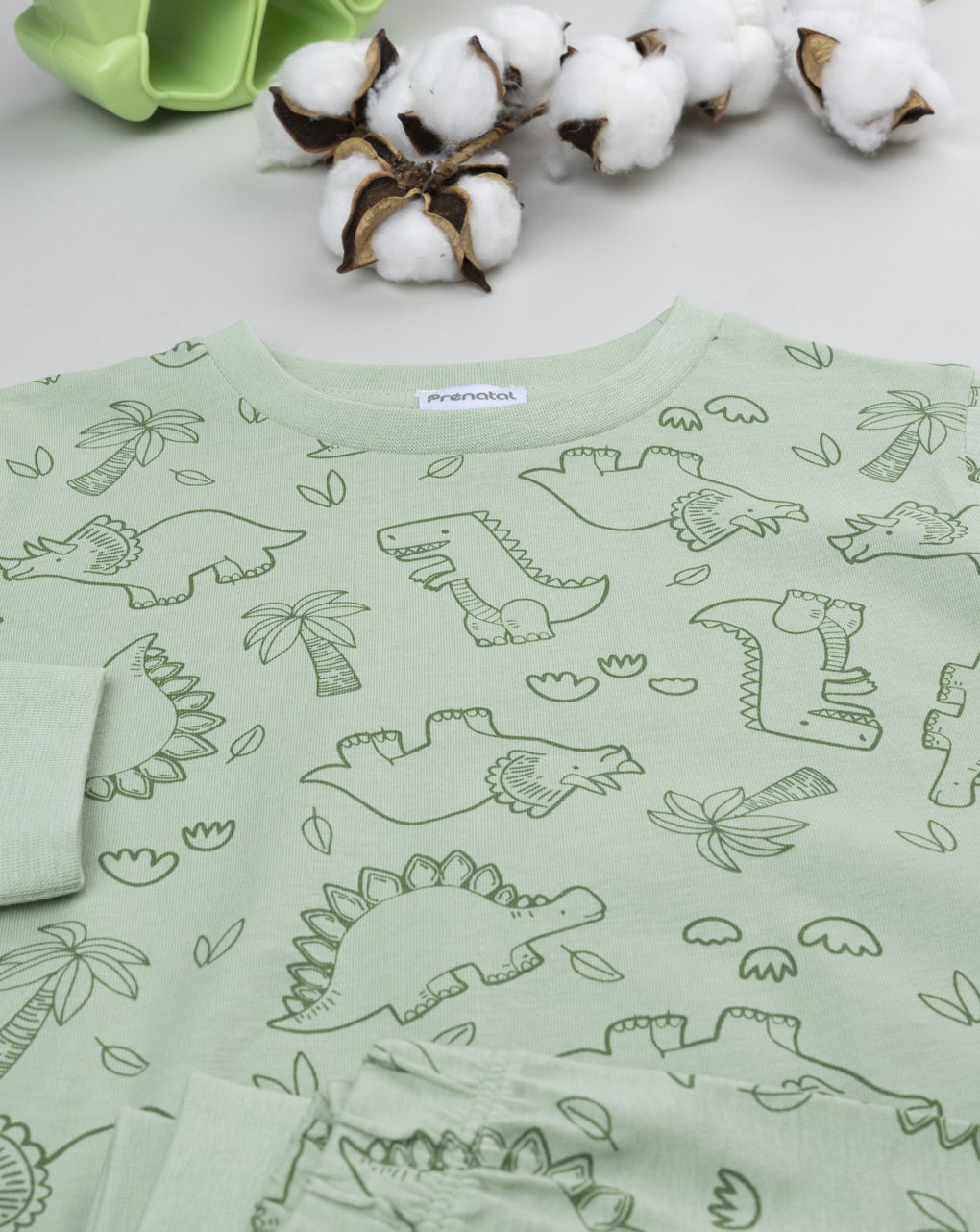 Pigiama 2 pezzi bambino verde dinosauri